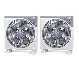 Lot de 2 ventilateurs carrés au design moderne avec moteur silencieux, minuteur de 2 h, grille oscillante et 3 vitesses 40 W 30,5 cm