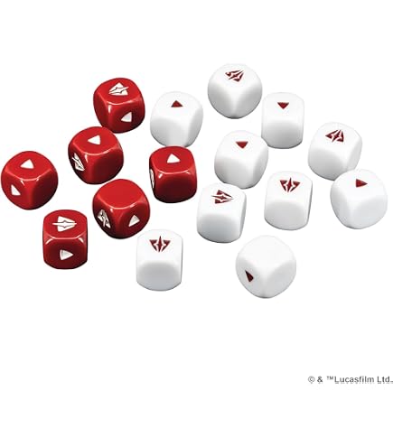 Pack De Dados De Ataque Para Star Wars: Legion - 16 Dados Personalizados (6 Blancos, 6 Negros, 4 Rojos), Accesorio Oficial Para El Juego De Estrategia