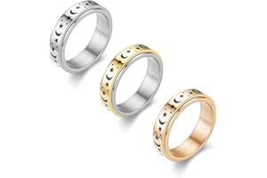 HMCEY 3 Stück Titan Anti-Angst Spinner Ringe für Frauen Männer Ring Damen Stress Ringe Roller Ringe zum Stressabbauen Edle Verlobungsringe, Freundschaftsringe