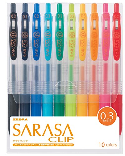 Zebra gel ball pen sarasa clip 0.3 10 colors JJH15-10CA Japan