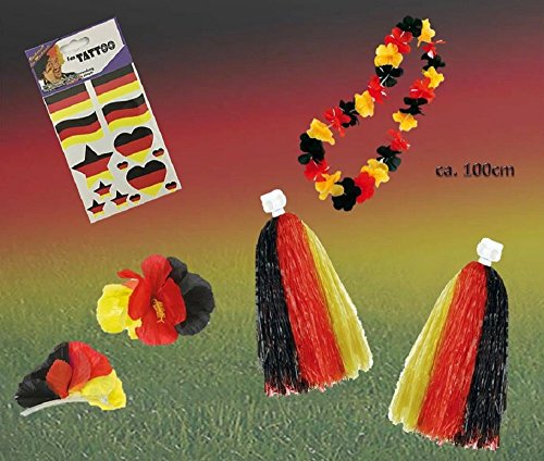Fan Set, 5-tlg. Deutschland, EM ,WM,Fanpaket, Fan-Set, Fanartikel, Pompon, Ha…