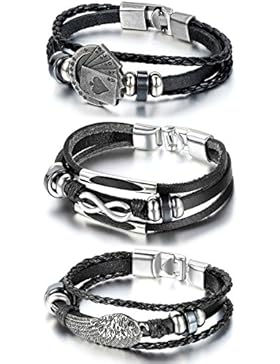 Cupimatch 3PCS Herren Damen Retro Armband, geflochten Punk Rock Infinity Royal Flush Poker Karte Angel Wings Manschette...