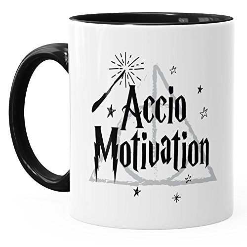 MoonWorks-Kaffee-Tasse-Accio-Motivation-Teetasse-Keramiktasse-Spruch-Tasse-Schwarz-Unisize