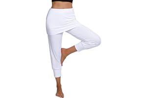 Terecey Pantalon Sarouel Femmes Taille Haute Pantalon de Yoga Femme pour Pilate Hippie Yoga Sport Danser avec Jupe Court