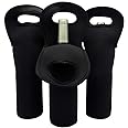 Wine Carrier Tote Bag Set of 3 Neoprene Champagne Bottles Protective Travel Bag Beer Cans Water Bottle Holder for Safe Transportation(Black)