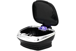 Kytpyi Tragbarer Auto-Aschenbecher, abnehmbarer, wasserdichter, flammhemmender Mini-Auto-Aschenbecher mit Deckel Blauer, led-heller Zigarettenaschenbecher - Schwarz