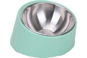 SuperDesign Mess Free 15° Slanted Bowl for Dogs and Cats, Tilted Angle Bulldog Bowl Dog Feeder, Non-skid & Non-spill, Easier to Reach Food M/1 Cup Teal