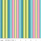 1 Yard Bohemian Festival by Lila Tueller from Riley Blake 100% Cotton Quilt Fabric C2934 Blue Stripes by Riley Blake Designs