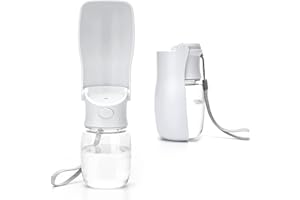 SUSSURRO Foldable Dog Water Bottles, 350ml Dog Water Cup, Food Grade Leak Proof Bottles for Puppy, Cat, Rabbit, Portable Pet Borrles for Travel, Walking, Outdoor -White