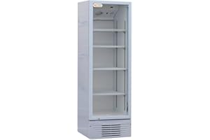 Ristoattrezzature Frigo Vetrina Refrigerata per Bibite - Verticale - Capacità 320 litri - 1 Anta in Vetro - Da 0 a +10°C - 59x64,5x190,5h cm