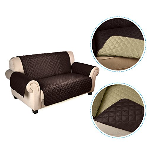 Wasserdicht Sofabezug Doppelseitig 2 sitzer Sofa Matte für Hunde/ Katzen 167cm*112cm (milchig / beige) - 6