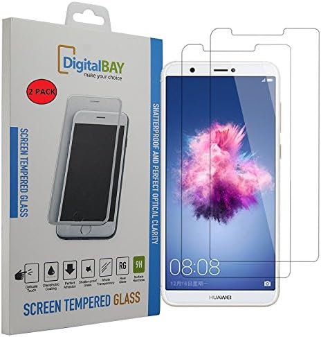Digital Bay 2 Pack Tempered Glass Screen Protector, Anti-Scratch, Ultra-Clear Ultra Tough Screen Protector for Huawei P Smart  Glass with 9H hardness, 0.2 mm thick, 2.5D rounded edges.