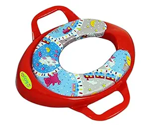 BabyGo Cushioned Potty Seat, Toilet Seat with Handle for Kids (RedG)