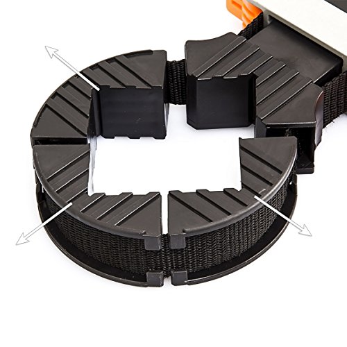 Relaxdays Rahmenspanner mit 4 Spannbacken & 4 Meter Nylongurt als Bandspanner zum Leimen und Schrauben von rechtwinkligen Werkstücken stufenlos verstellbar HBT: 3 x 10 x 28 cm, schwarz - 5