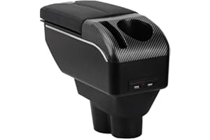 ZENVI Reposabrazos Compatible with OPEL Corsa E Apoyabrazos 2014-2018 Centro Consola Organizador Doble Puerta Estilo Utilizable Para Soporte Codo（Estilo Fibra Carbono）