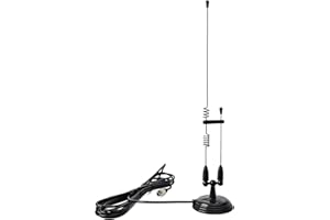 UAYESOK VHF UHF 2m/70 cm, Antena de Radio móvil de Banda Dual Base magnética Aérea - PL259 con 13ft (4m) RG-58 Cable coaxial, escáner de Policía de Radio Amateur (Negro)