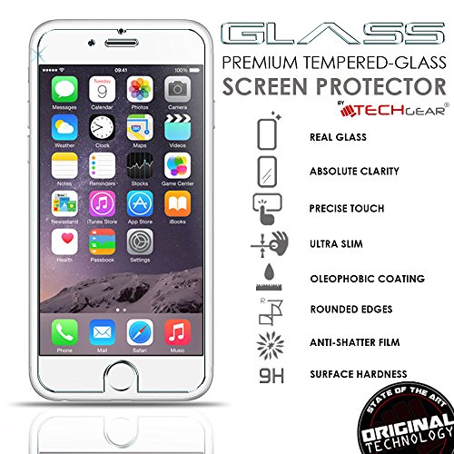 TECHGEARÂ® Apple iPhone 6, iPhone 6s (4.7 Inch) GLASS Edition Genuine Tempered Glass Screen Protector Guard Cover [100% 3D Touch Compatible]