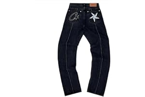 ORANDESIGNE Y2K Jeans Uomo Larghi Pantaloni Cargo Men's Jeans Hip Hop Pantaloni Larghi Denim Pantaloni Pantaloni a Gamba Larga Streetwear