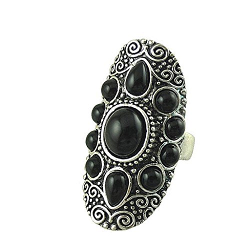 Bohemia De La Vendimia Plata Retro Patron Tallado Joyas Anillo Del Ded