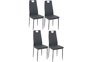 buybyroom Sillas de Comedor Juego de 4 Sillas de Cocina con Respaldo, Tapizado Silla de Sala Dormitorio, Gris Oscuro