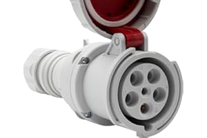 Brennenstuhl CEE 5-Pin Industrial Electrical Socket for Outdoor Use, CEE Socket 400V/63A with Lid, Screwable Connection, Outdoor Use, Construction Sites, Industry, Camping, IP67, 63A