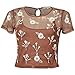 Womens Glamorous Mesh Embroidered Top with Cami in Brown - 8