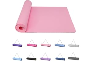 Good Nite Yoga Mat Exercise Mats Workout Pilates Fitness Mat for Women Men Non-Slip Thick 6mm High Density Gymnastics Mats with Carry Strap Tpe 183 x 61 x 0.6cm