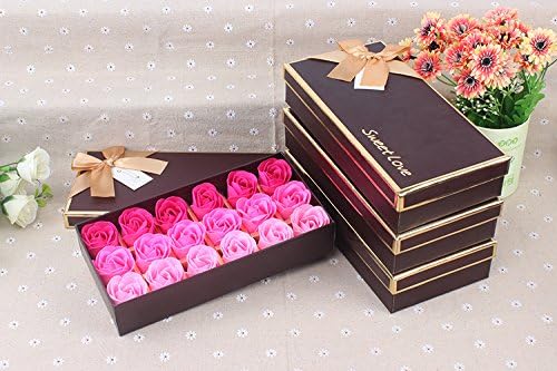 FunRun 18Pcs Handmade Rose Scented Bath Soap Petals Scented Bath Soap Rose Petal in Gift Box(Gradient rose)