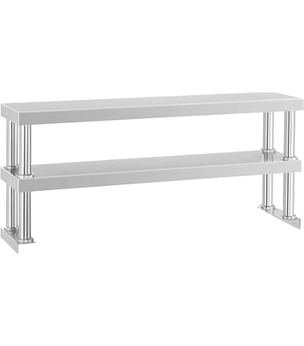Mensola In Acciaio Inox Doppia Per Cucina 2 Ripiani Scaffale A Parete 60 X 40cm 90868796 - 4