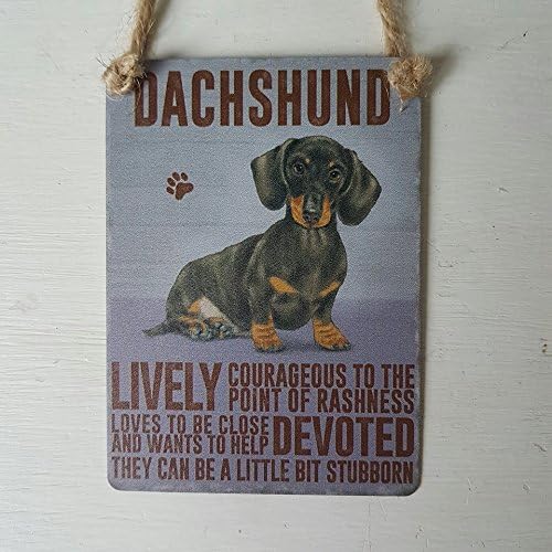 Retro Mini Metal Dachshund Dog Saying Sign Hang Decoration 6.5x9cm