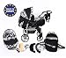 3-in-1 Travel System incl. Baby Pram with Swivel Wheels, Car Seat, Pushchair & Accessories, Black & Flowers