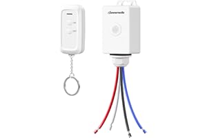 DEWENWILS Interruttore radio esterno con telecomando, 230 V, 3000 W, set di interruttori della luce senza fili, controllo radio IP65, portata 30 m, nessun cablaggio necessario, batteria inclusa