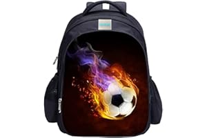 MATMO Mochila de fútbol para niños con estampado de fútbol, mochila escolar