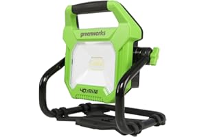 Greenworks G40WL Akumulatorowa Lampa Robocza Hybrydowa AC/DC z Hakiem do Zawieszania, Kabel Zasilający AC lub Przenośna Bateria, 2000 Lumenów, 2 Ustawienia Jasności BEZ Akumulatora 40V i Ładowarki