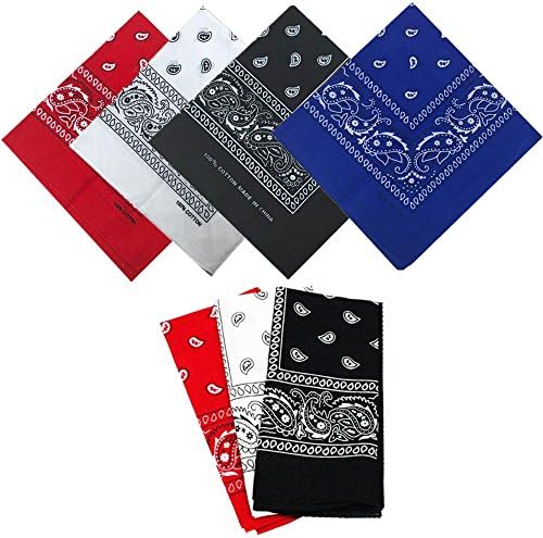 12 Pack Paisley Print Bandana Square Party Favor Scarf Headband