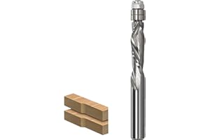 AKYLIN Fraise à affleurer spirale - Tige de 8 mm - Pour défonceuse - Diamètre de coupe : 8 mm - Longueur de coupe : 28,6 mm - Double roulement à billes