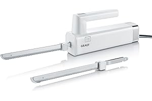 GRAEF. Couteau électrique EK501EU, blanc, réglage vertical, protection des doigts, lames en acier inoxydable lavables au lave-vaisselle