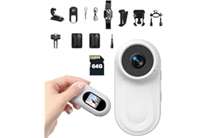 ZEERKEER Magnetic Mini Body Camera 64G TF Card 120° Wide-angle 1080P Action Camera with 360° Back Clip Thumb Size Body Cameras with Audio and Video, Hands-Free POV Recording Helmet Cam for Cycling, Motorcycl