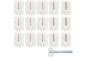 Tadipri 15Pcs Ganci Autoadesiva per Tende di Rete Canne Ganci per Tende Plastica Ganci Autoadesivi Bianchi per Muro Parete Tende per Tende Autoadesivo per Casa