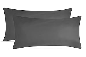 ‎LEEVITEX leevitex Jersey Cushion Cover 40 x 80 cm, Set of 2, 100% Cotton, Eco Text, 170 g/m², Anthracite/Grey