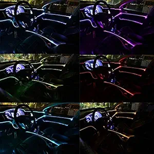 Semaphore RGB App LED Car Atmosphere Interior Light With Optic Fibre Cable, EL Neon Strip Lamp With Bluetooth App Control For Maruti Baleno