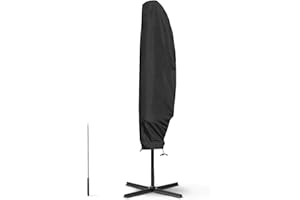 WISCLASS Parasol Protective Cover, Parasol Cover for 2 to 4 m Large Parasol Cover, Outdoor Cantilever Umbrella, Weatherproof, UV-Anti, Windproof and Snow-Proof 280 x 40/80/50 cm, Black