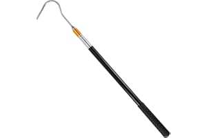 Lyreh RV Awning Opener Puller, 19.69-62.99in Stainless Steel Multi-Section Locking Telescopic Hook Pole Awning Pull Down Rod with Rubber Handle Grabber Tool for Tent Shelter Camper Canopy Truck Bed