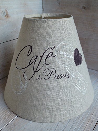 Lampenschirm Stoff Cafe de Paris Landhaus Stil beige Herz Vintage E27 Shabby - 2