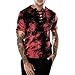 Produktbild HerrenT-Shirt, Beikoard Mode Persönlichkeit Männer Casual Schlank Kurzarm T-shirt Top Bluse V-Neck Strap Tie Dye Bluse (Rot, S)