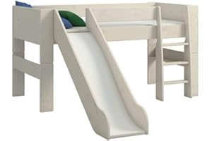 ‎STEENS Hoppekids For Kids Kinderbett inkl. Absturzsicherung und Leiter, Liegefläche 90 x 200 cm, Kiefer massiv, weiss