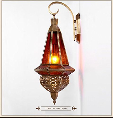 Arabian style copper flower stained glass art bedroom corridor wall lamp High-quality copper production E27