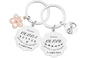 FGHJK Regalo Festa dei Nonni 2pz Portachiavi Regalo Nonna Nonno Portachiavi Nonni Idee Regalo Nonni Compleanno Natale-Incisione Fronte Retro