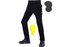 HOMDECR Pantalon Moto Hombre/Mujer, Revestimiento Impermeable-Pantalon Vaquero Moto con Protecciones, Invierno/Verano-Pantalones Moto Elásticos