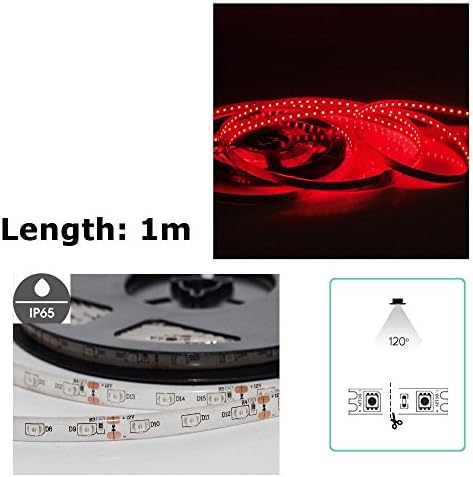 1M 3528 Red 60 LED SMD Flexible Light Strip Lamp DC 12V Waterproof